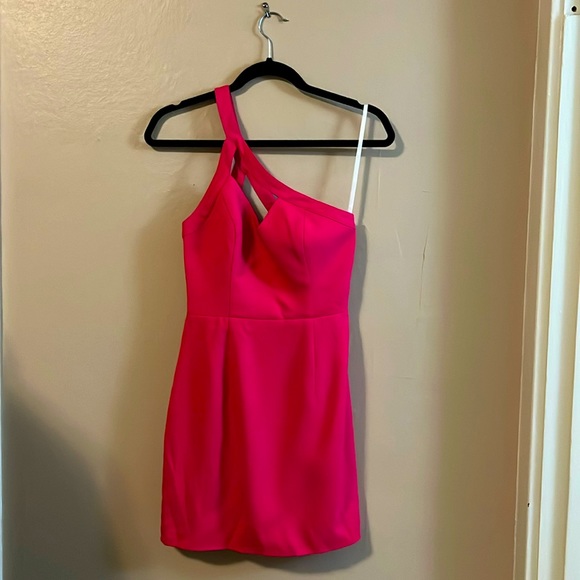 NBD x the Naven Twins Hot Pink One Shoulder Asymmetrical Mini Dress XS - Picture 2 of 13